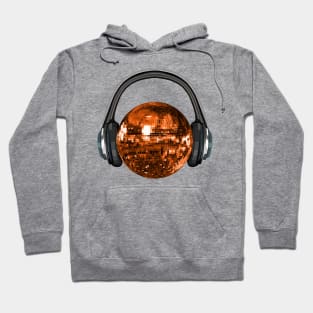 Groovy Orange Disco Ball with Headphones Hoodie